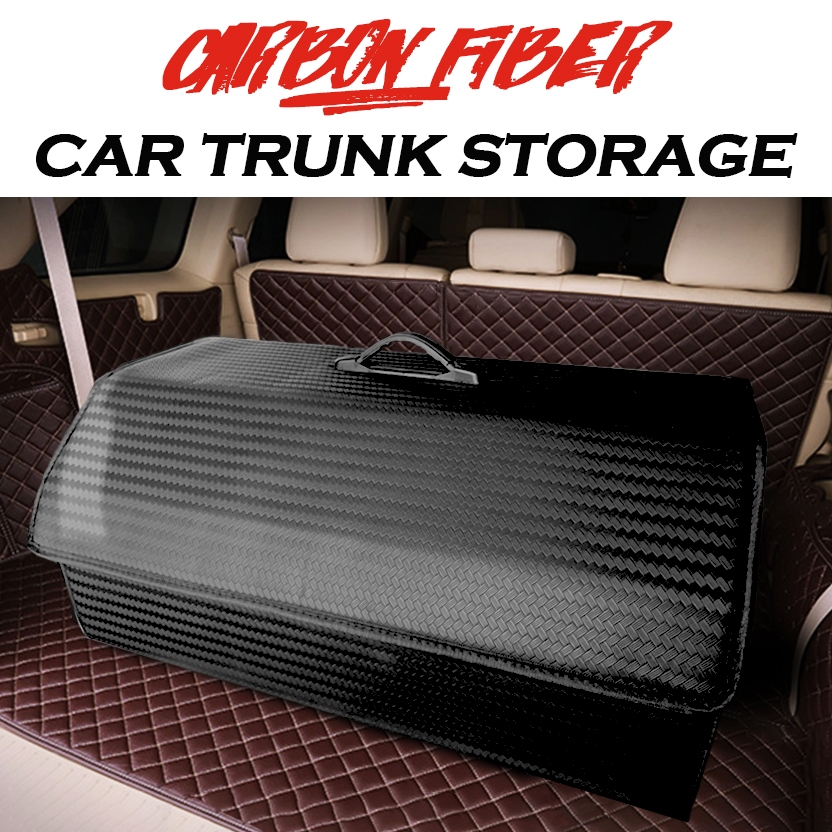 1 Pcs Car Carbon Fibre Trunk Storage Box Vehicle Organizer Finishing 