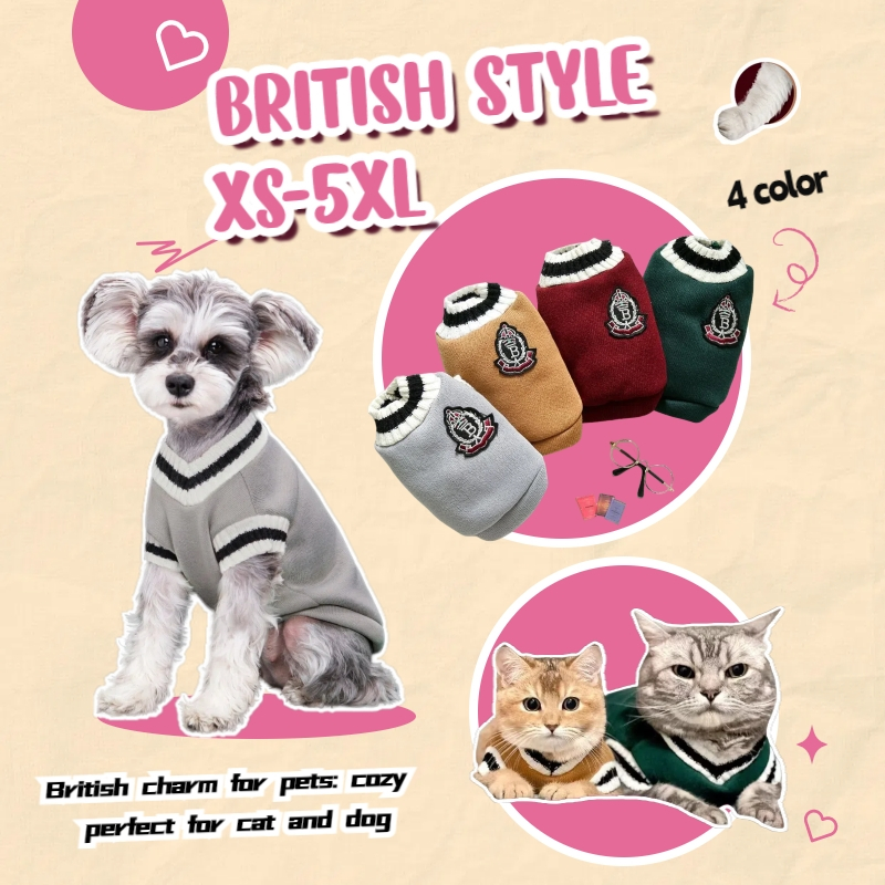 【Yuanzhs Pet】College style pet clothes for dog Soft and breathable cat