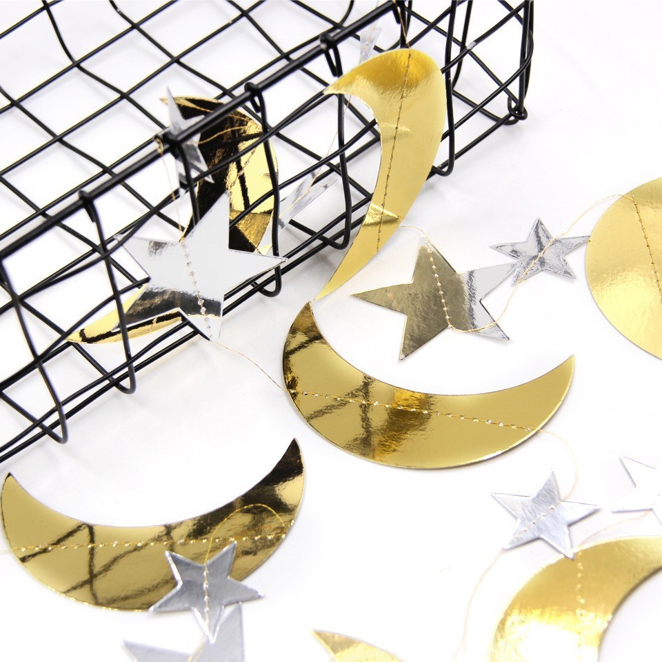 EID Mubarak Decoration Ramadan Kareem Gold Star Moon Banners Eid ...