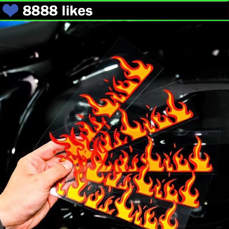 1Pc Fire Flame Pattern Vinyl Decal Sticker Motorcycle Car Bike Body ...