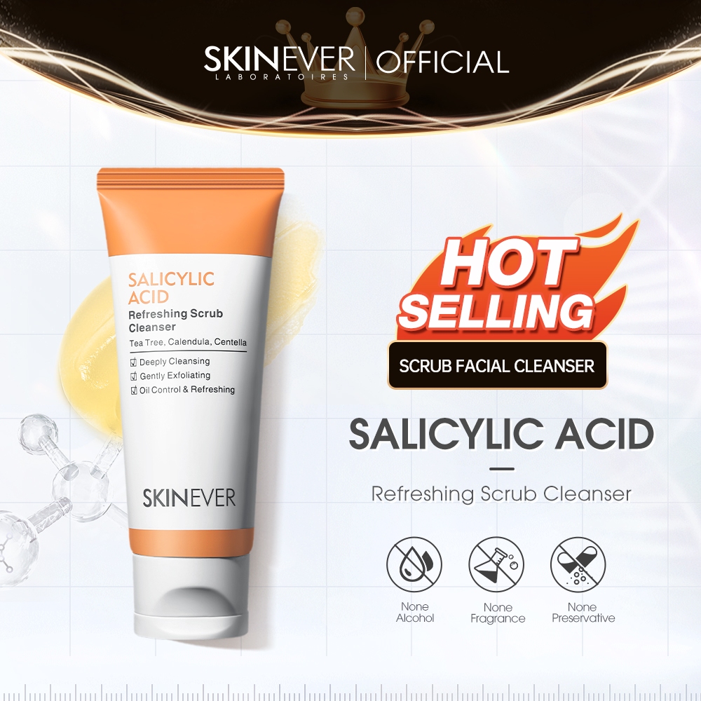 SKINEVER Salicylic Acid Refreshing Facial Scrub Cleanser Deep Cleaning