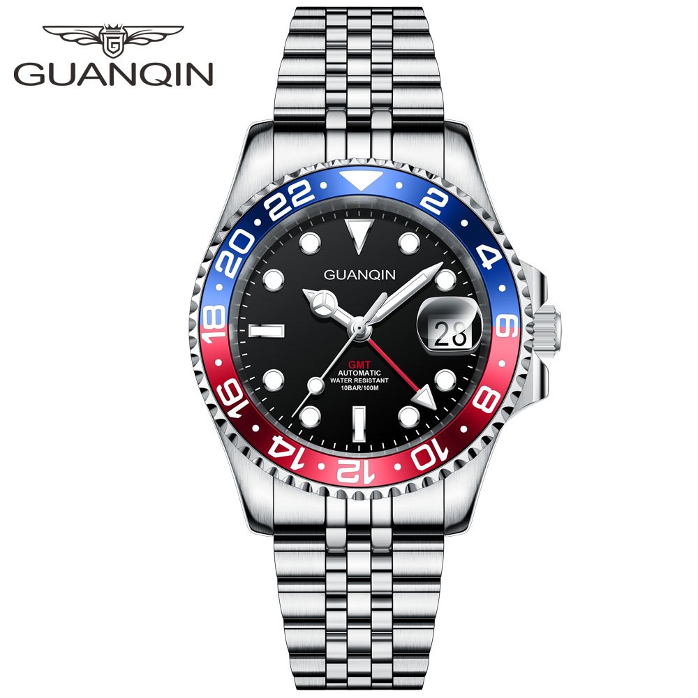 GUANQIN Watch Automatic Mechanical GMT Watch Men Waterproof Original Stainless Steel Sapphire Glass Calendar Casual Luminous Clock GJ16408 Shopee Philippines