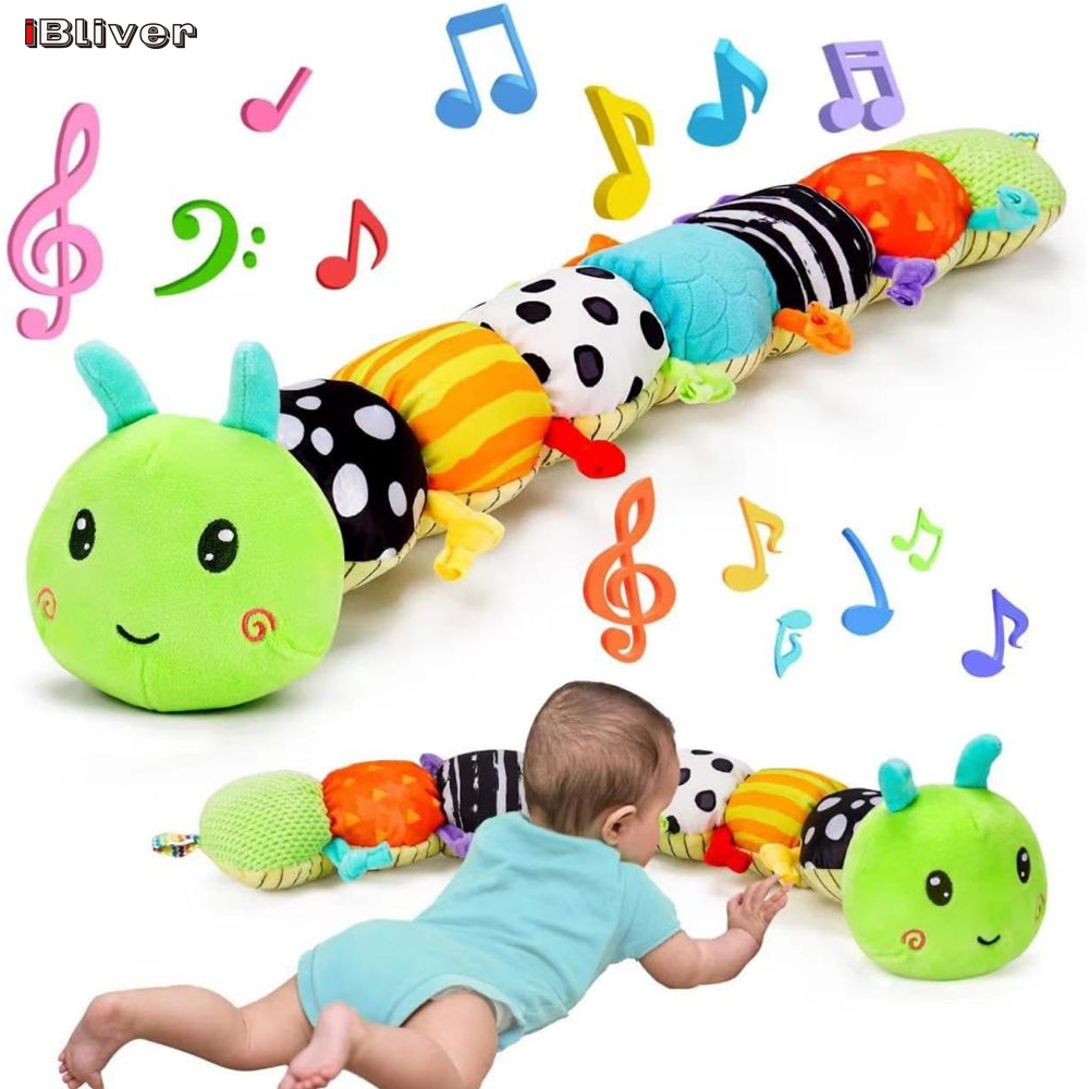 iBliver Infant Baby Musical Stuffed Animal Toys for 0-3-6-12 Months, Soft  Sensory Toys with Crinkle and Rattles, Tummy Time Toys for Newborn Boys