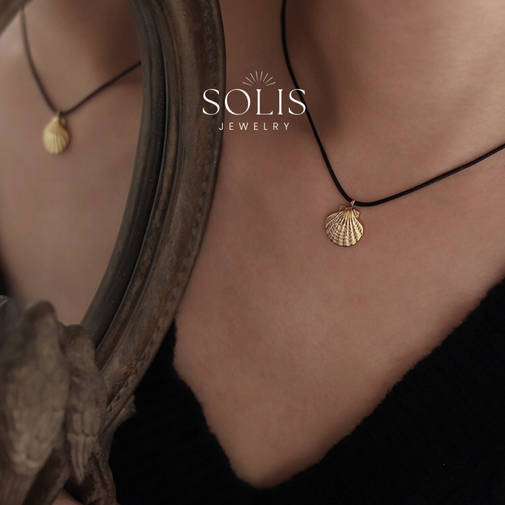 Ocean Shell Pendant Black Rope Chain Choker Necklace • Waterproof Non  Tarnish Jewelry • 18K Gold Plated 316L Stainless Titanium Steel Necklaces  for