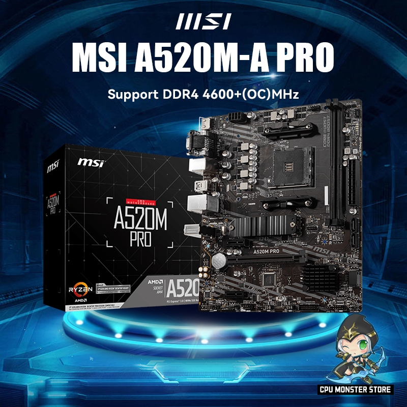 BRANDNEW MOTHERBOARD MSI A520MA PRO WITH BOX (Socket AM4 Supported