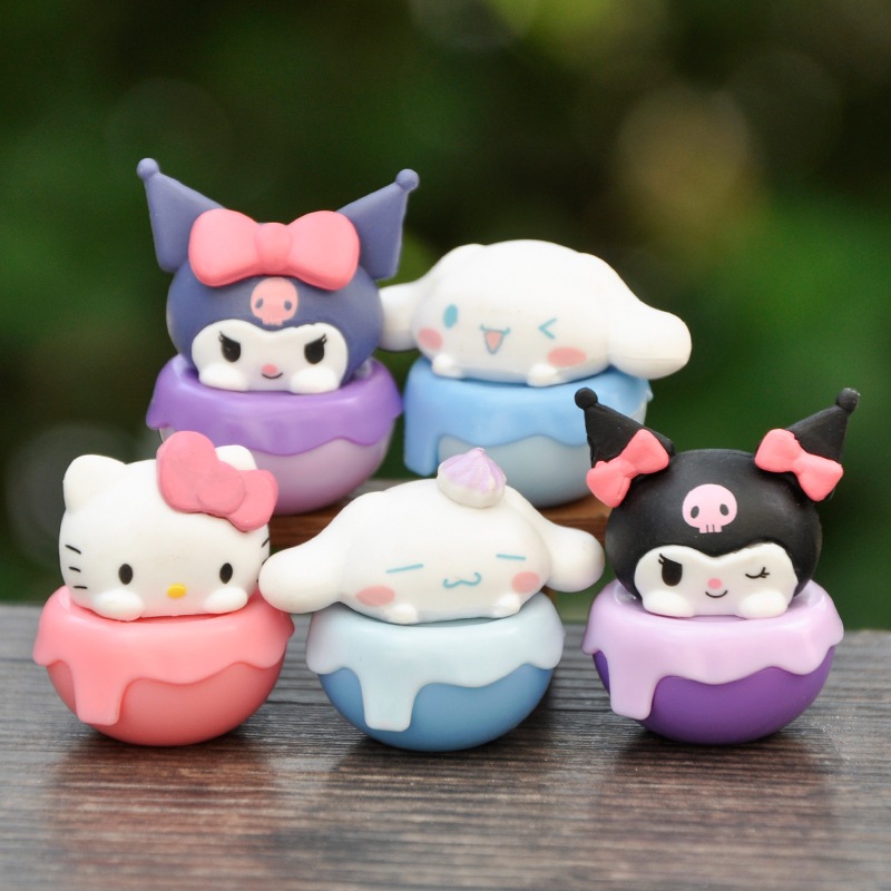 5Pcs/Set Anime My Melody Figure Hello Kitty Kuromi Cinnamoroll Tumbler