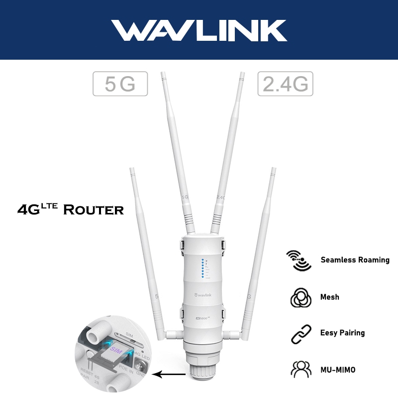 WAVLINK AC1200 Converge Wifi CPE 4G LTE Outdoor WiFi Router Dual Band Wireless Hotspot