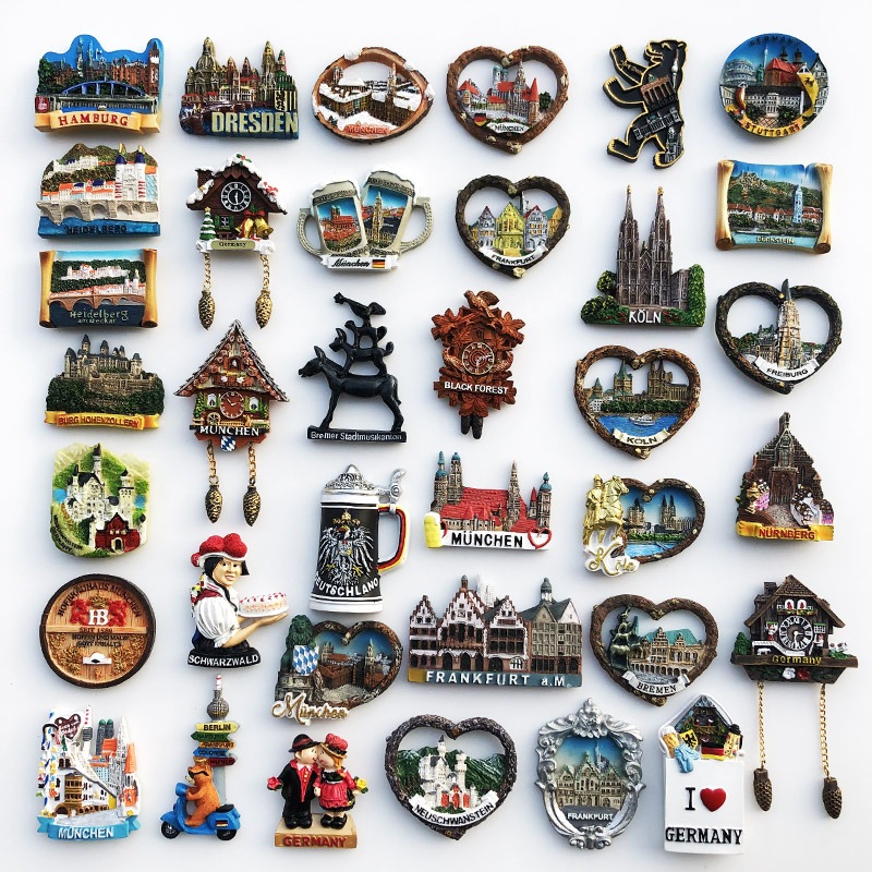 Resin Painted Magnetic Fridge Stickers Germany Berlin Frankfurt Dresden ...