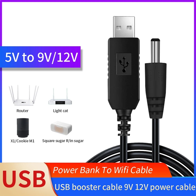 SGALAS DC 5V to 12V 1A USB Cable WiFi to Powerbank Connector Boost Line ...