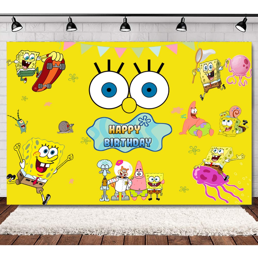 SpongeBob SquarePants Happy Birthday Photography Backdrop for Children ...