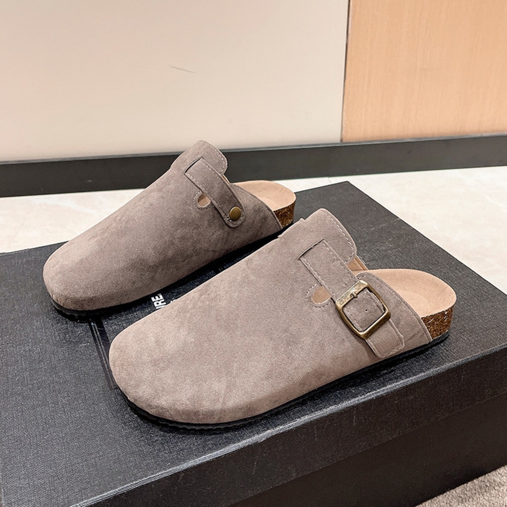 Expedited Shipping Korean Fashion Loaf Half Shoes Women s Sandals Flat Women s Shoes Cork Slippers Large Roman Shoes Casual Half Slippers Lazy Shoes Shopee Philippines