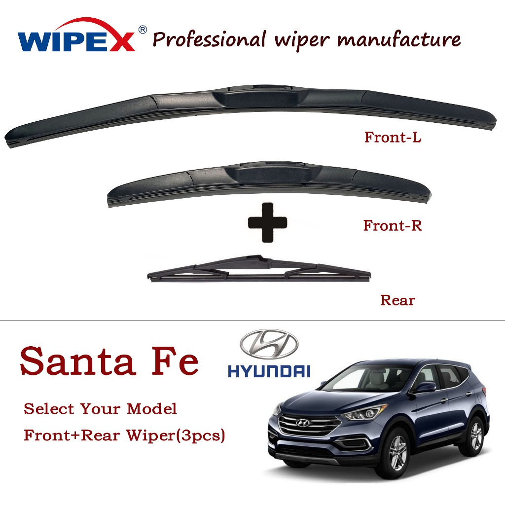 (Select Your Model) Hyundai Santa Fe Wiper Blade Set (Front+Rear 3pcs