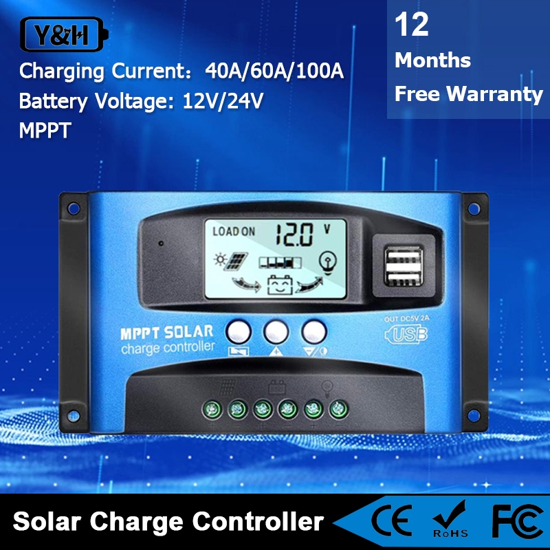 Y&H Solar Panel Charge Controller MPPT 40A/60A/100A 12V/24V Auto Focus
