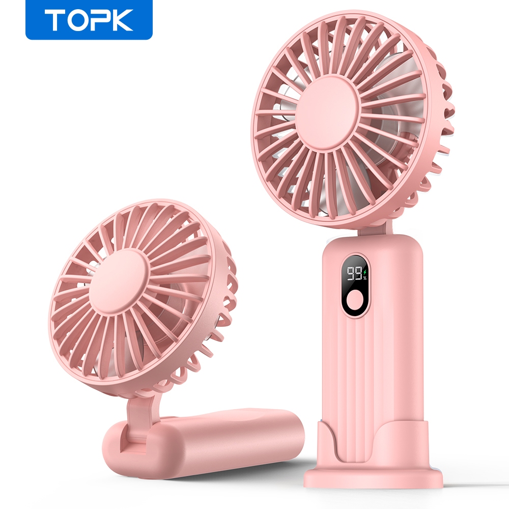 TOPK Portable Handheld Fan 2400mAh/5000mAh USB Rechargeable Foldable ...