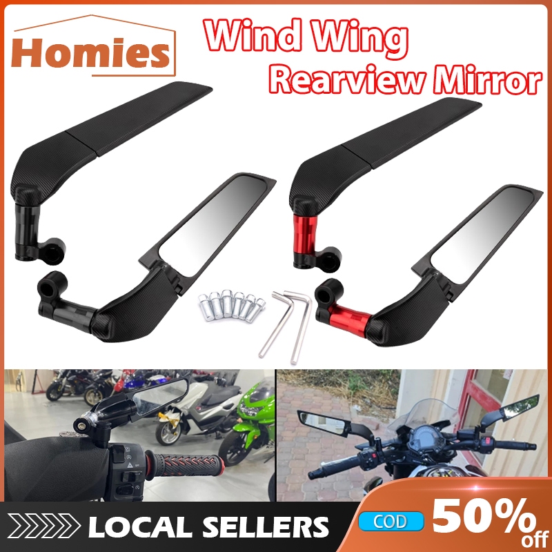 Universal Motorcycle Rearview Mirrors Wind Wing Adjustable Rotating ...
