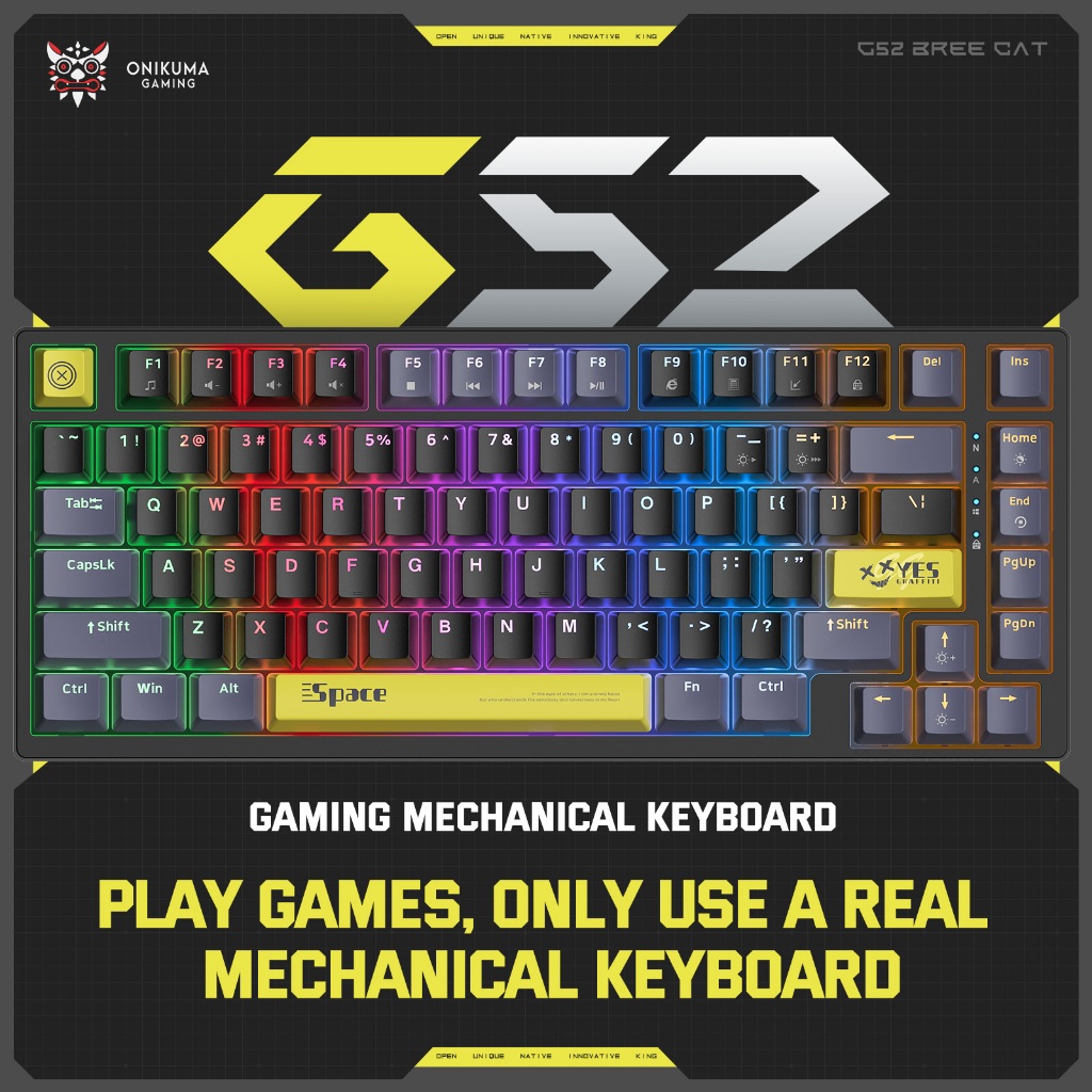 ONIKUMA G52 keyboard with 82 key backlight and replaceable gaming ...