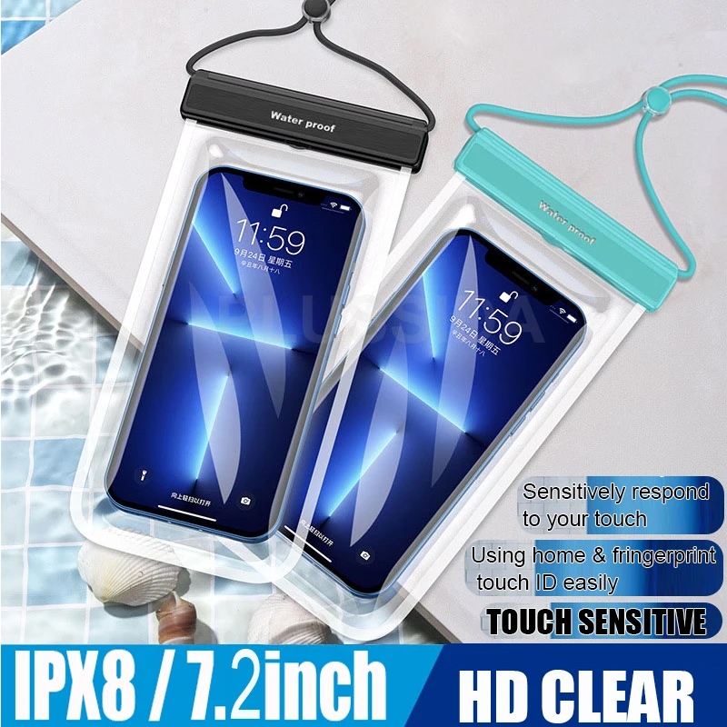 Fonken Waterproof Phone Case Ipx8 Universal Diving Swimming Dry Bag Underwater Protector Cover