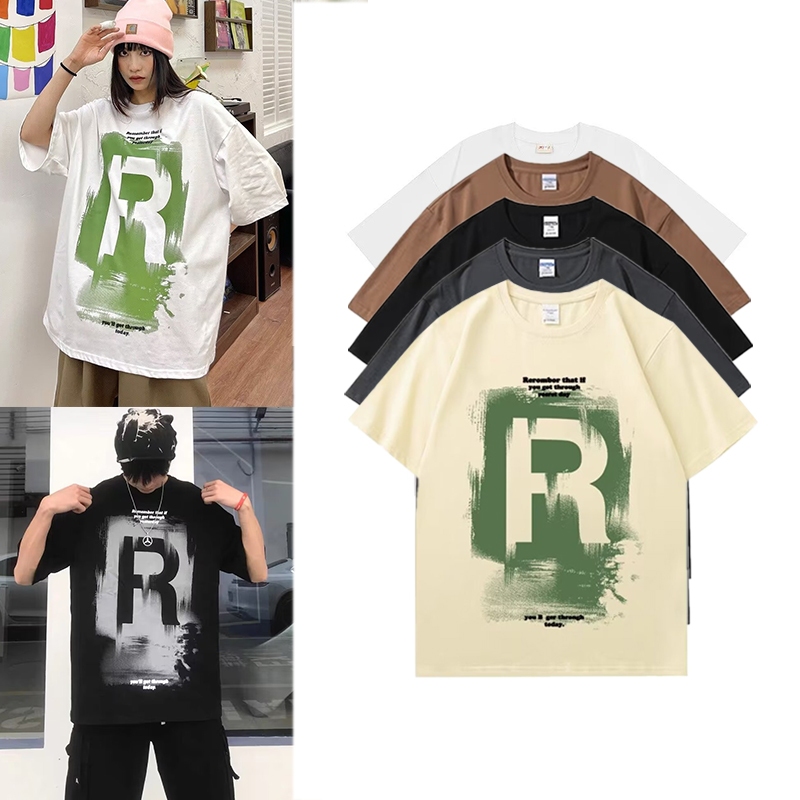 Dark Icon Big Letter R Loose Style Men s T shirt Short Sleeve Summer Streetwear Tshirts for Man Unisex Clothing Shopee Philippines