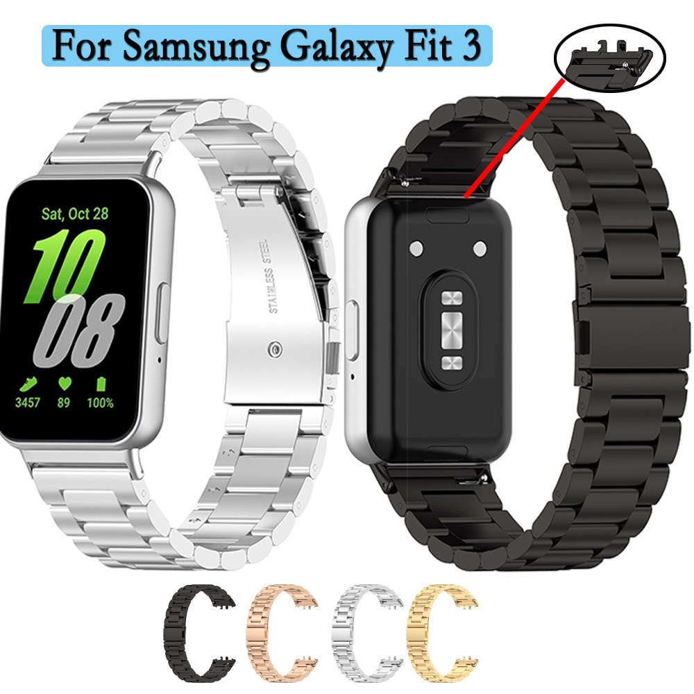 SMYAOSI Horlogeband compatibel met Galaxy Fit3 SM-R390 armband, verstelbare metalen band, roestvrij stalen armband voor Samsung Galaxy Fit3 SM-R390 Smartwatch Strap, Roestvrij staal