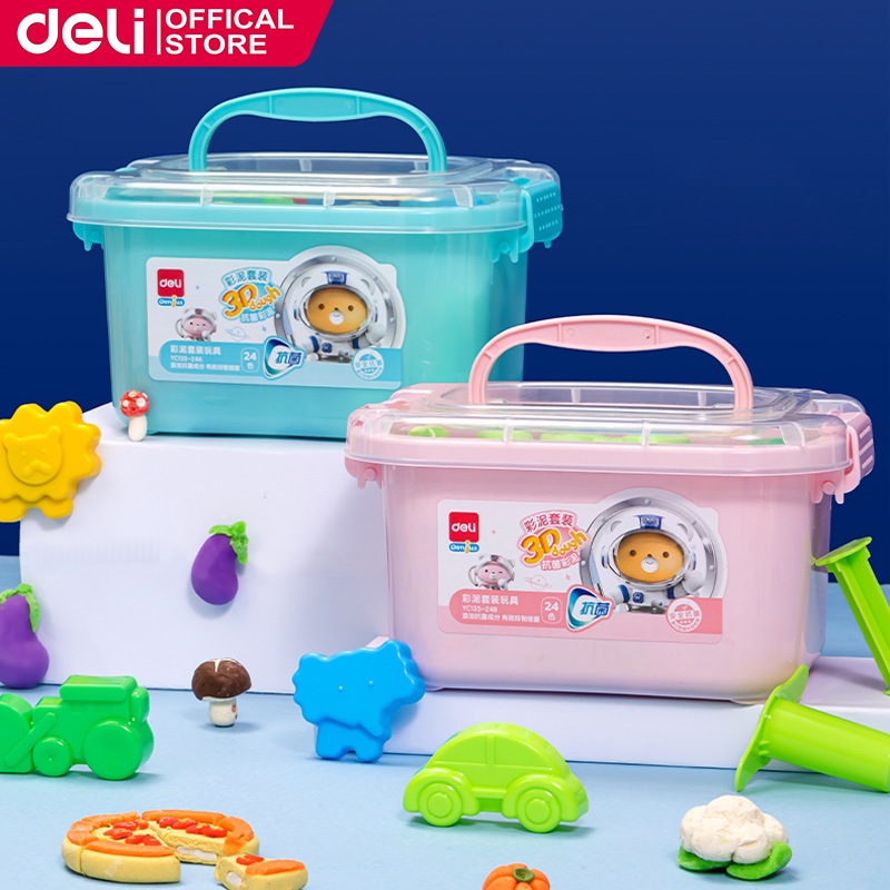 Deli YC135-24B_24 Color Tool Box Color Mud Set (Powder) (Mixed) (Box ...