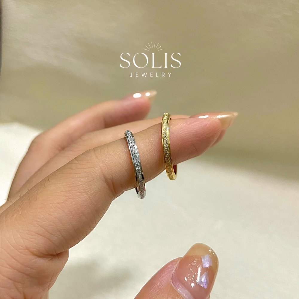 18K Matte Sparkly Minimalist Simple Basic Ring Stackable • Waterproof  Non-Fade • Rings For Women Men Unisex Little Finger