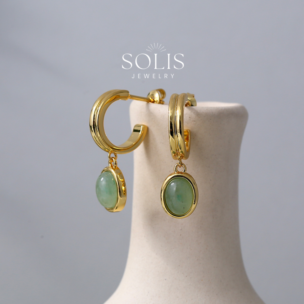 Aventurine Green Dangle Pendant Earrings • Waterproof Non-Tarnish  Hypoallergenic Fashion Jewelry For Women