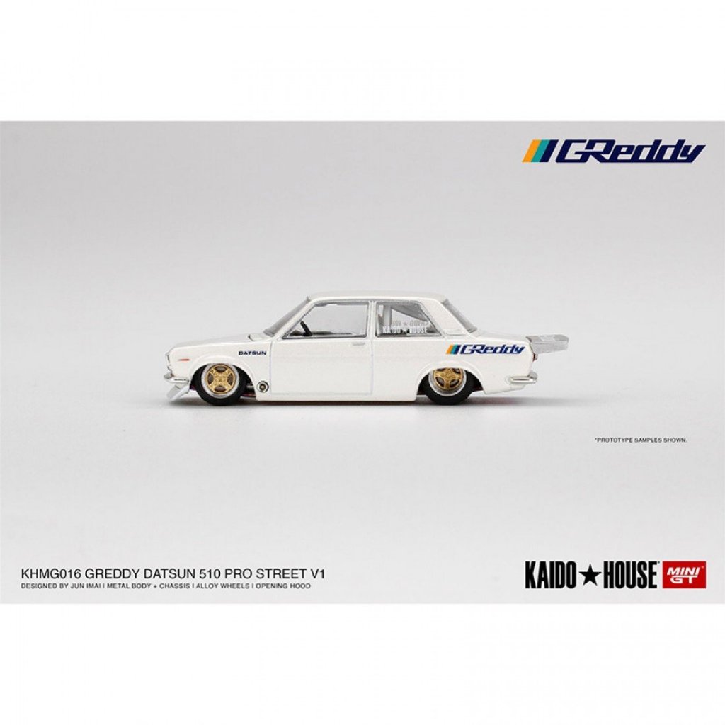 Mini GT KHMG016 1/64 DATSUN 510 PRO STREET GREDDY PEARL WHITE LHD ...