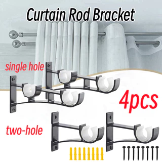 4 Pcs Adjustable Black Curtain Rod Brackets Curtain Pole Brackets With  Screws Drapery Hooks Duty Aluminum Alloy Rod Holders Curtain Rod Hanging  Brackets