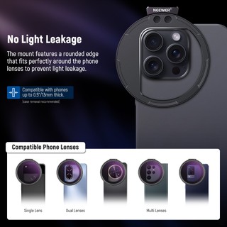 NEEWER 67mm Clip-On Variable ND Filter For Phones - ND2-32, With Cold Shoe & Locking Knob For IPhone, Samsung Galaxy