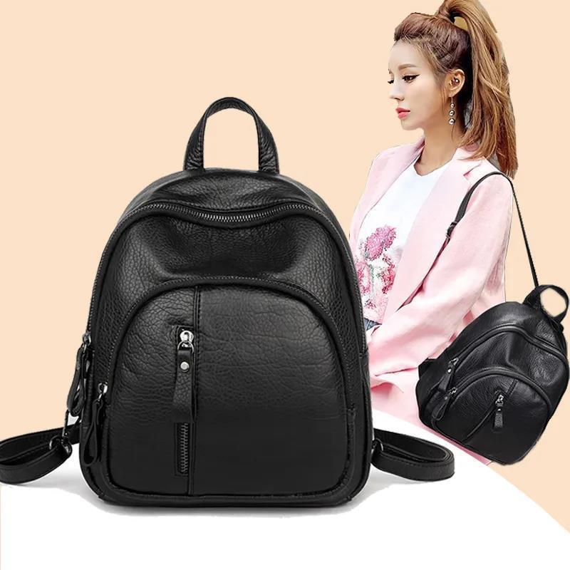 CBS Antitheft Soft PU Leather Backpack Women Vintage Shoulder Bag
