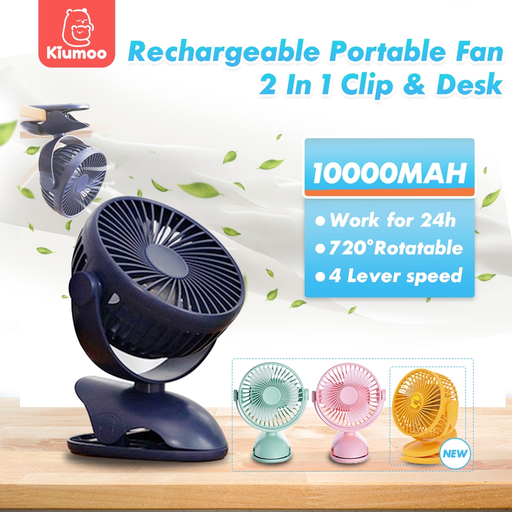 Clip Fan 10000mah Rechargeable Portable Mini Fan Usb Electric Fan Desk ...