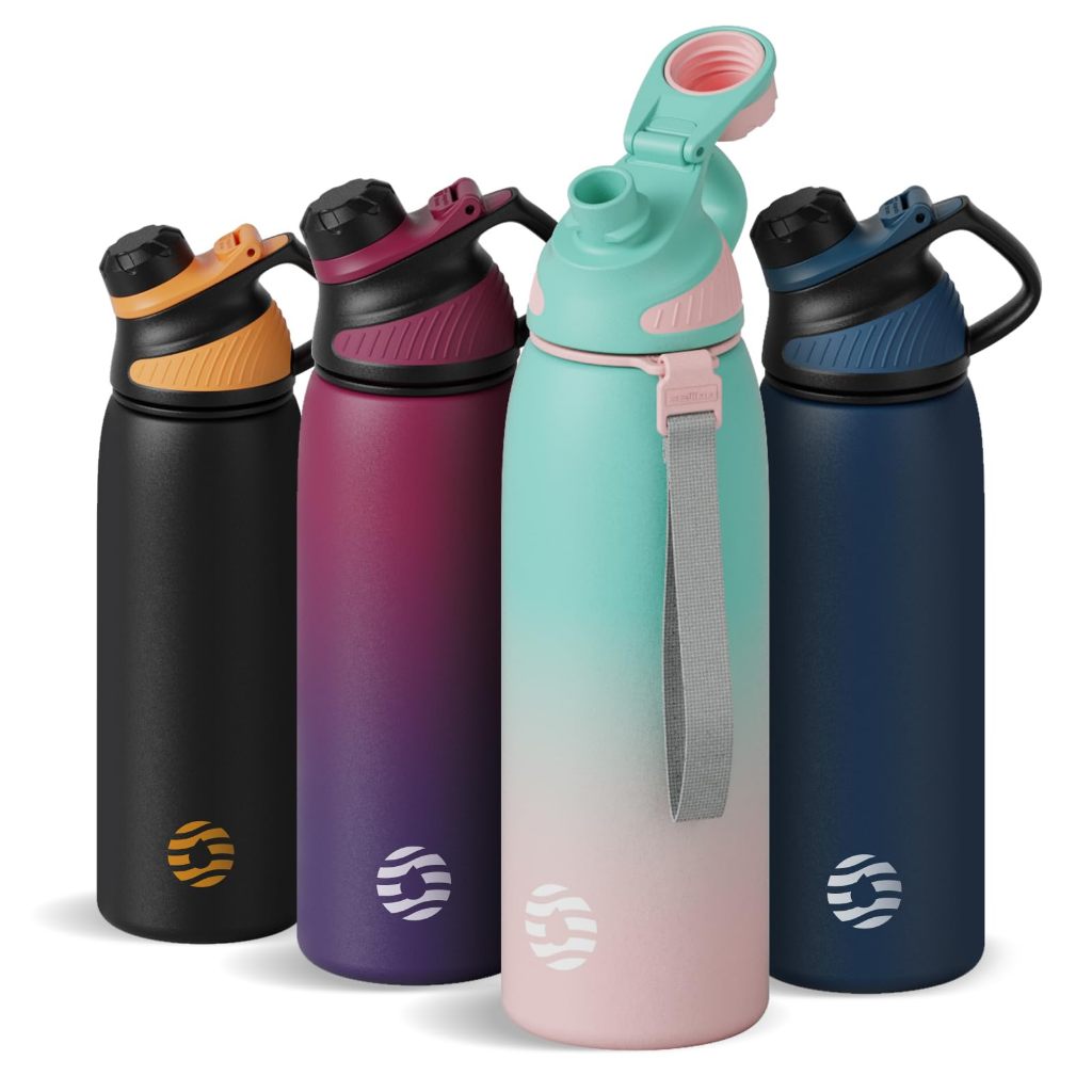 FJbottle 1000ml Sports Water Bottle With Magnetic Lid Stainless Steel ...