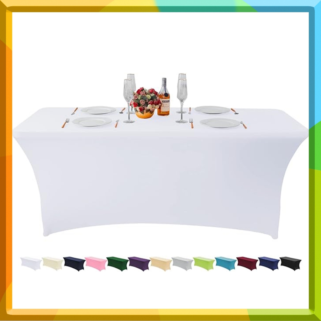 8FT Stretch Table Cloth | Spandex Table Covers | Rectangular Washable ...