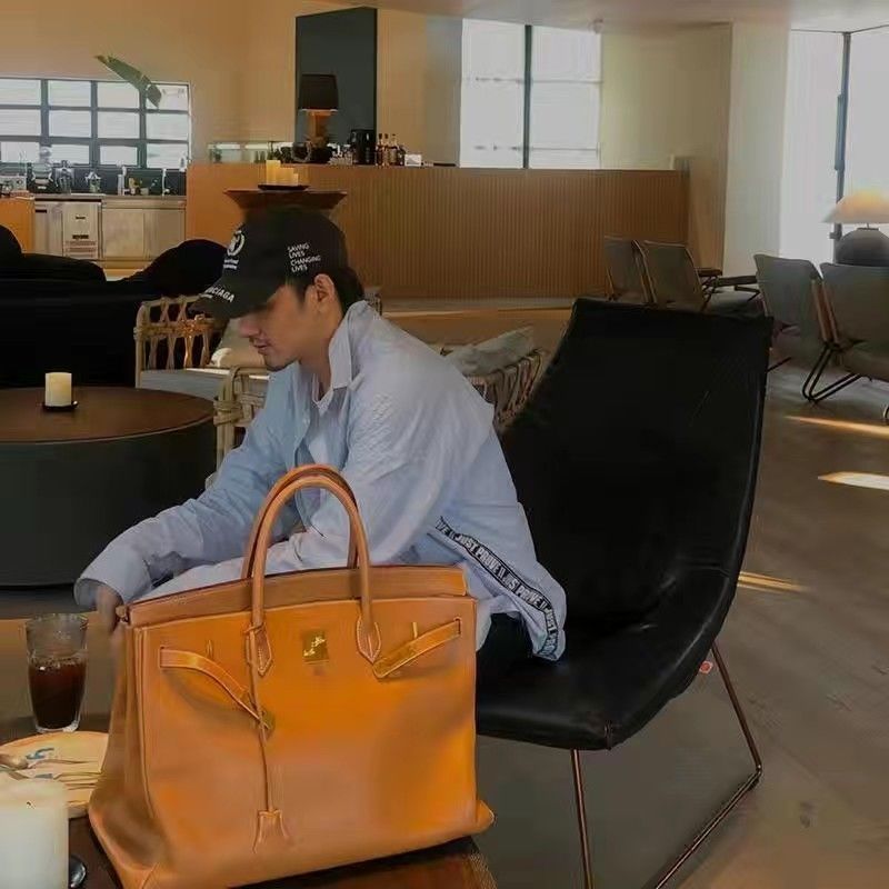 Lychee texture Birkinbag large men women commuting genuine leather large capacity luggage travel bag Shopee Philippines