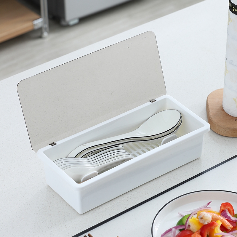 Plastic Silverware Organizer Flatware Tray with Lid Utensil Holder