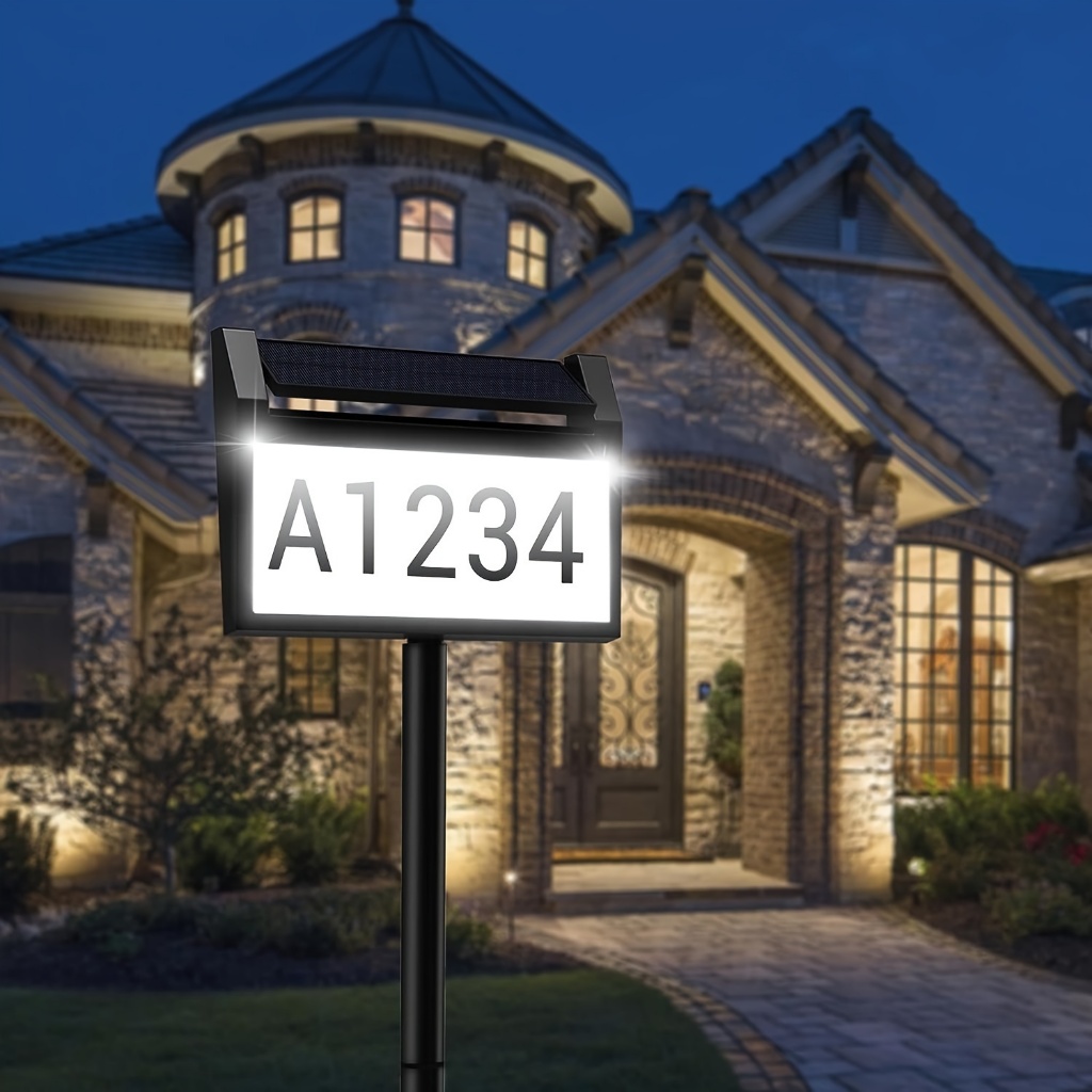 1 Pack Solar House Number Plate, LED Lighting Outdoor Address Plate ...