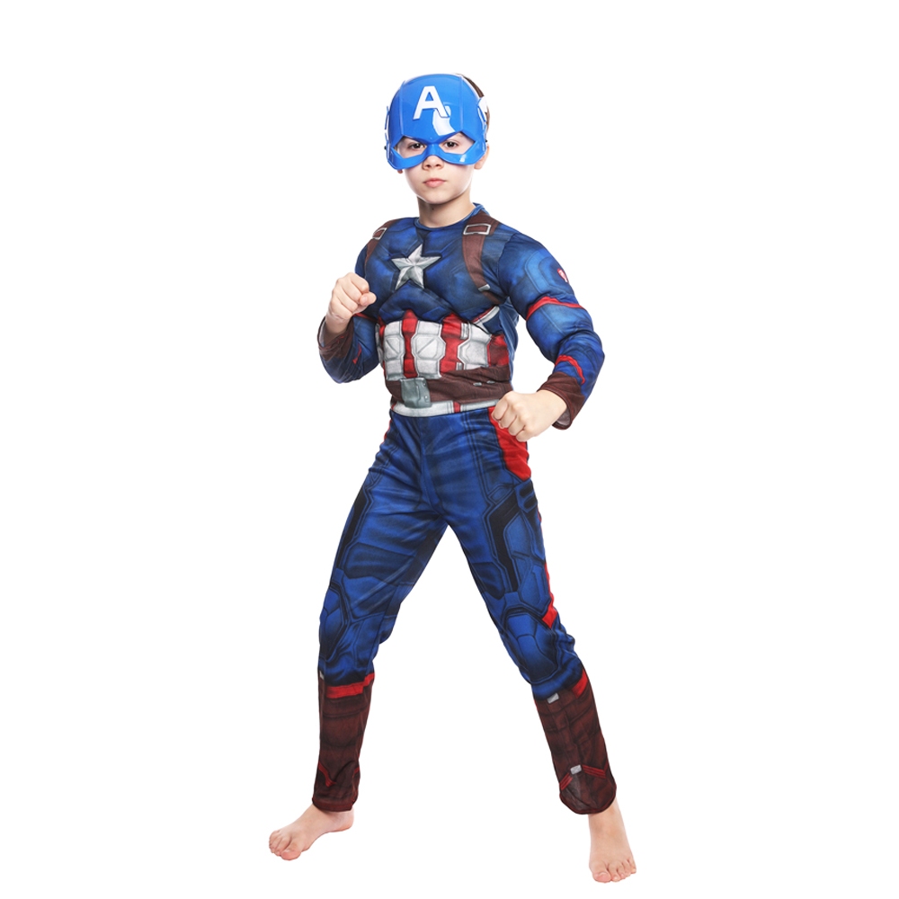 HSCTEK Muscle Captain America Costume, Marvel Superhero Jumpsuit for ...