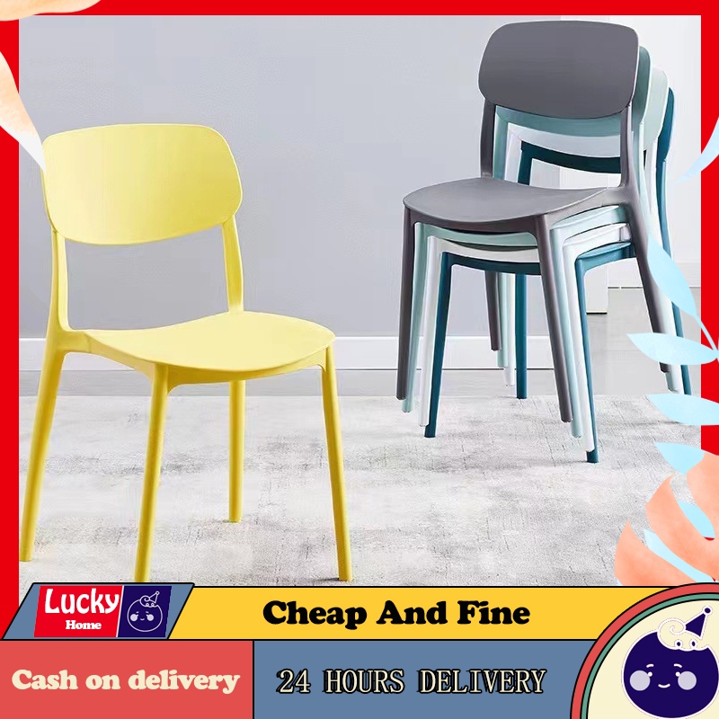 【COD】4Pcs Plastic Chair, Nordic Style Home Backrest Dining Chair ...