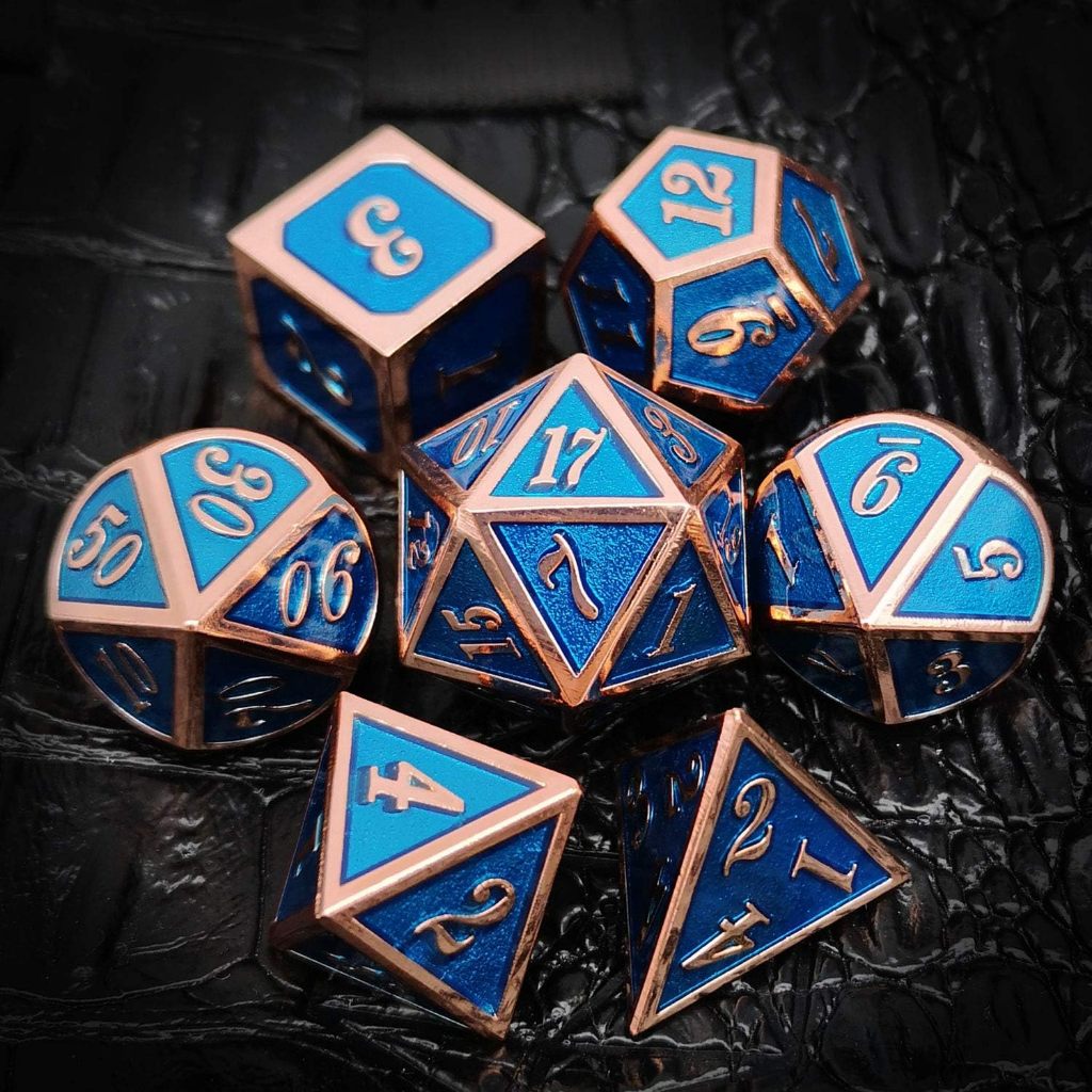 WZLHJRAR Metal D&D Dice Set - 7-Piece Sharp Edge Polyhedral Dice For Dungeons & Dragons, RPG, MTG - Includes Leather Bag (Purple)