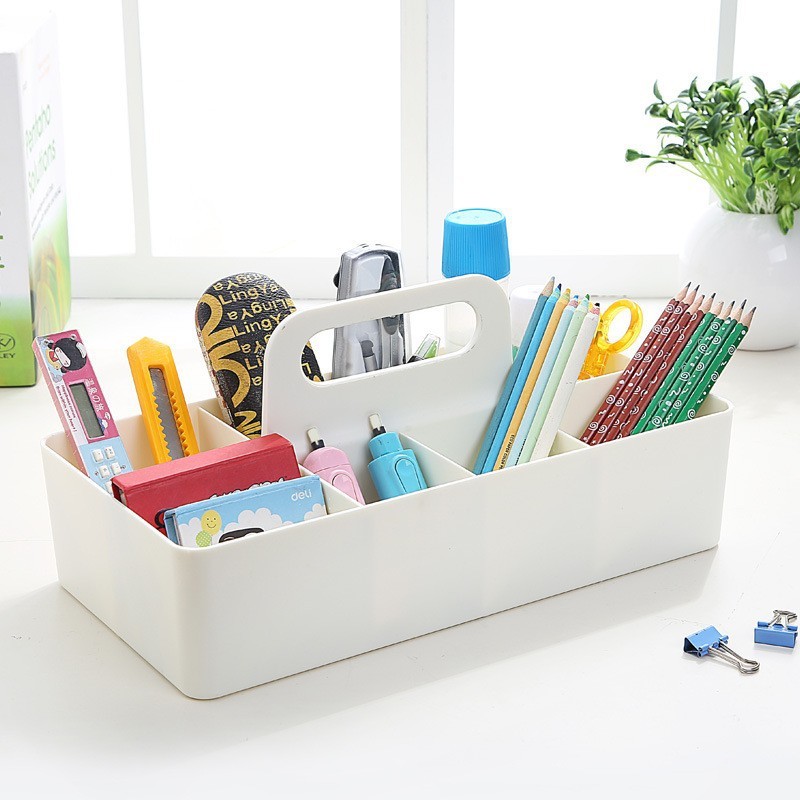 Portable Storage Organizer Bathroom Makeup Handle Sectional Tray ...