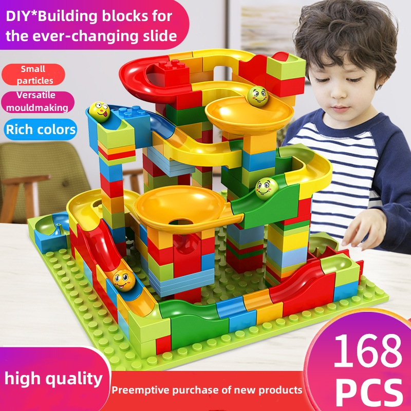 168PCS DIY marble race track ball block funnel slide brick children ...