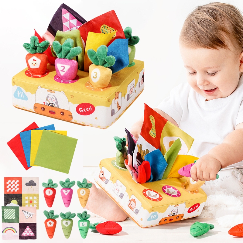 Baby Soft Toy Montessori Magic Tissue Box Toy For Baby to 12