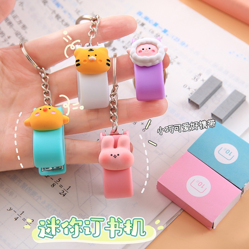 Cute Cartoon Keychain Stapler Portable Mini Staplers Office School ...