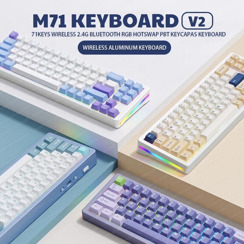 Xinmeng M71 Keyboard Tri Mode Bluetooth 2.4g Wired Rgb Backlit ...