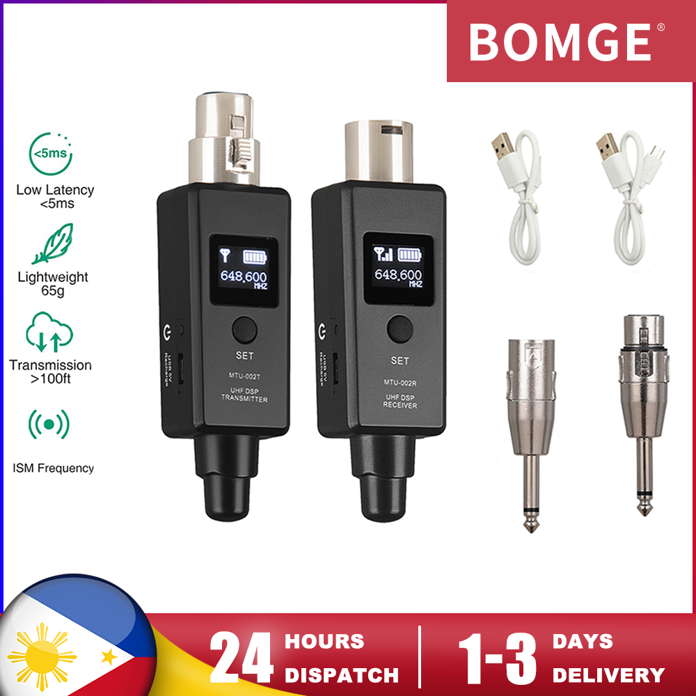 BOMGE Wireless Microphone System UHF Wireless XLR Transmitter and ...