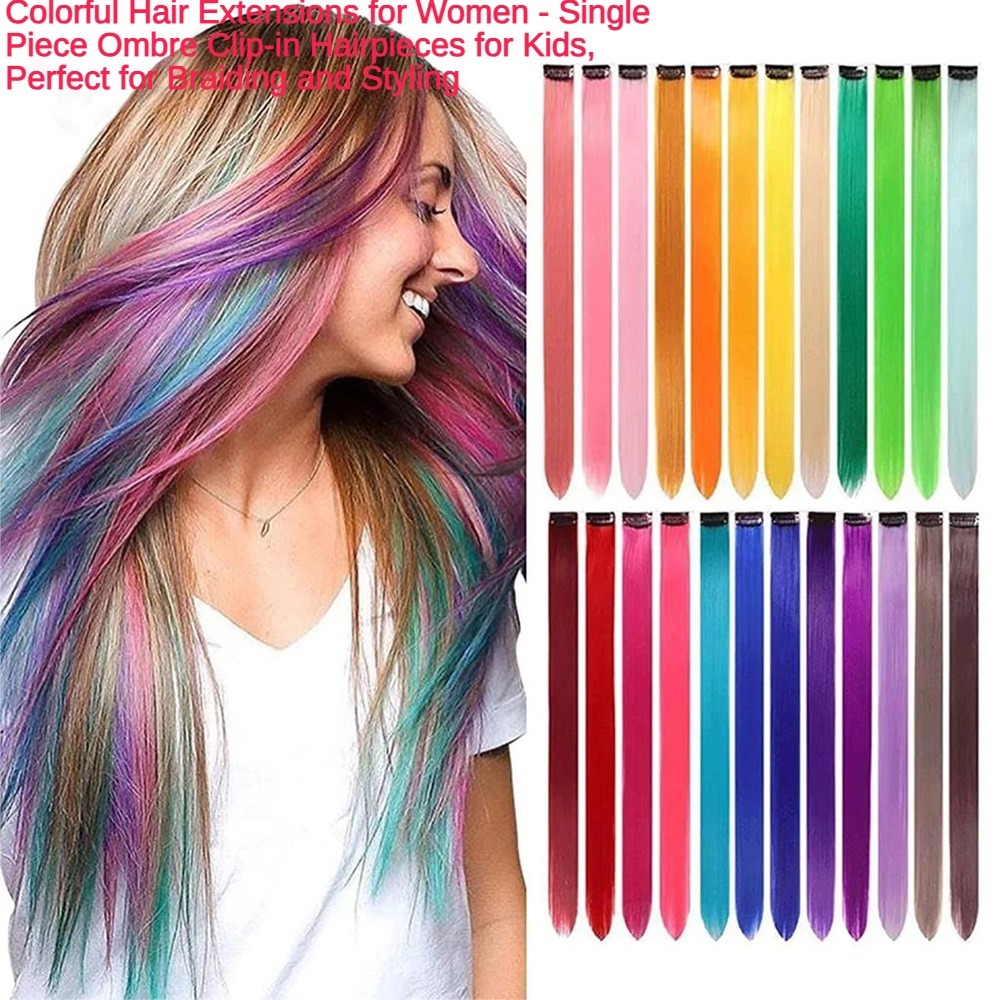 Colorful Hair Extensions for Women - Single Piece Ombre Clip-in ...
