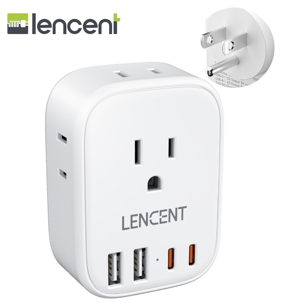LENCENT Multi Plug Outlet Extender with USB, 4 AC Electrical Outlet ...
