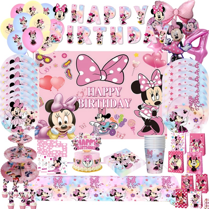 Minnie Mouse Birthday Party Decoration Disposable Tableware Cup Plate ...