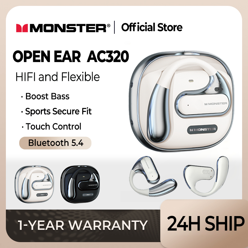 Monster AC320 Bluetooth Earphones OWS Open Ear Wireless Earbuds HIFI ...