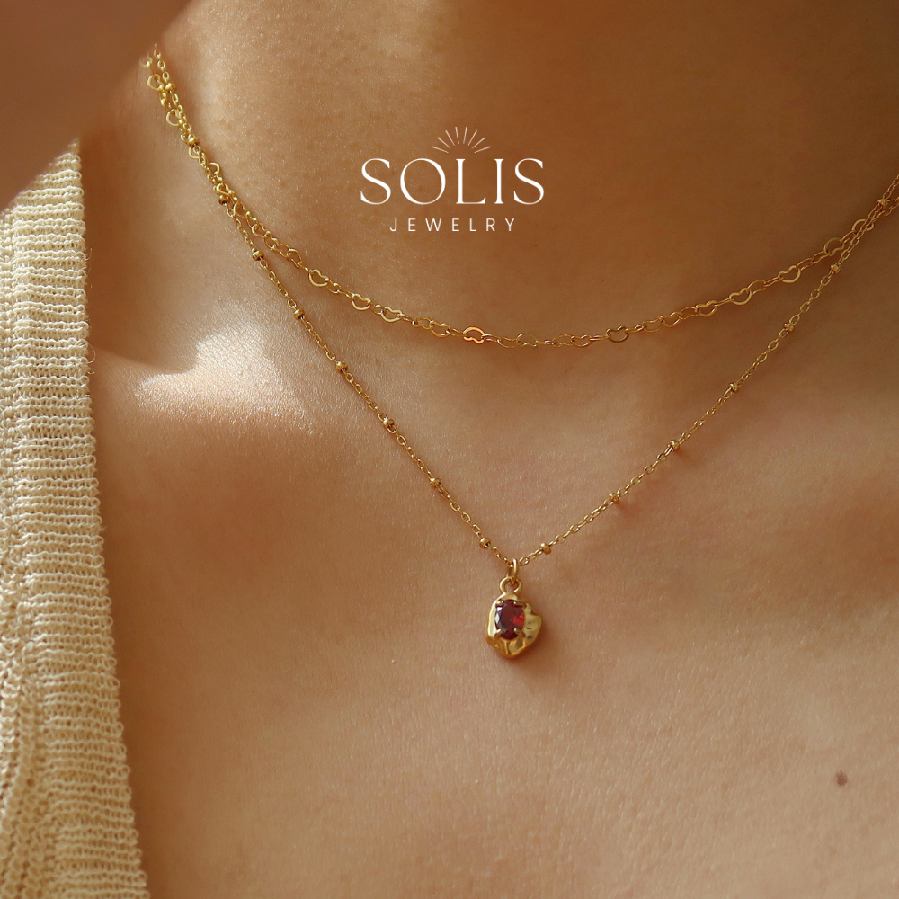 Starburst Pendant Red Zircon Chain Choker Necklace • Waterproof Non Tarnish  Jewelry • Necklaces for Women NL231